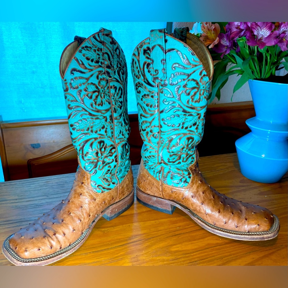 Anderson Bean Ladies Ostrich Cowboy Boots size 7.5